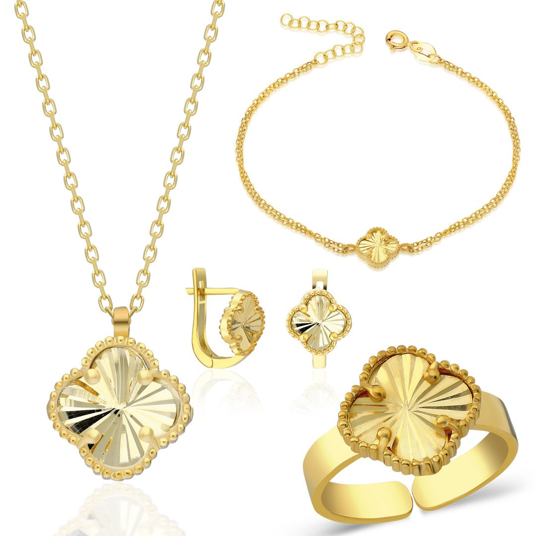 Parlak Taşlı Yonca Set